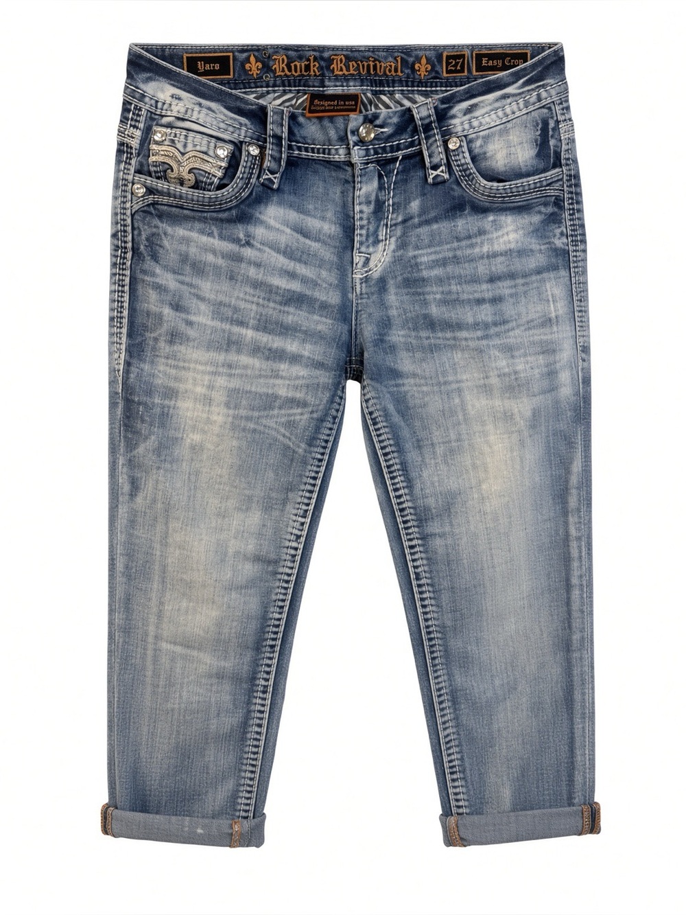 Rock Revival Yara Easy Crop Jeans Light Wash Size 27 US 4